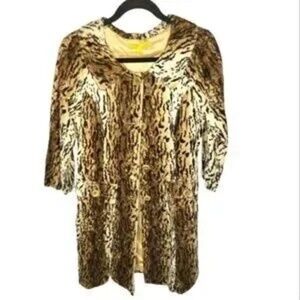 Anthropologie John‎ Carlisle Leopard Faux Fur 3/4 Sleeve Single Breasted Coat